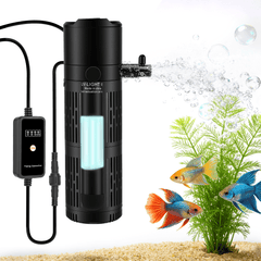 ALILYY Aquarium Filter U-V for 55-200 Gallon Tank, 500 GPH Fish Tank Filter, Submersible Powerful Pump Filter for Turtle Tank Saltwater Freshwater Crystal Clear